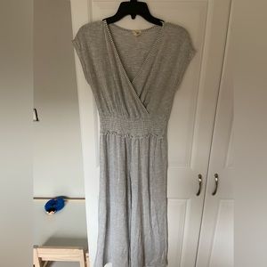Gray and white jump suit
